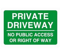 Private driveway no public access or right of way - road safety sign - 1.2mm Rigid plastic for indoor/outdoor usage (300mm x 200mm) Viewing Distance within 7m.
