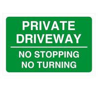 Private Driveway No Stopping No Turning - safety sign- 3mm Aluminum Dibond for indoor/outdoor usage (300mm x 200mm) 7m Viewing Distance.