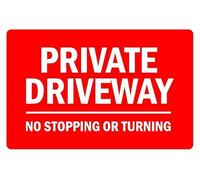 Private driveway no stopping or turning prohibition sign - Self adhesive sticker (400mm x 300mm)