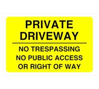 Private driveway no trespassing no public access or right of way - road safety sign - 1.2mm Rigid plastic for indoor/outdoor usage (600mm x 400mm) Viewing Distance within 20m.