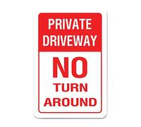 Private Driveway No Turn Around Warning Metal Sign for Inside Outside Community Railway Road Yard Parking Lot Use Easy Mounting Decorative Street Caution Notice Aluminum Tin Metal Signs 8x12