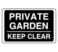 Private Garden Keep Clear - safety sign - High tack self-adhesive sticker (150mm x 100mm) Viewing Distance within 3m.