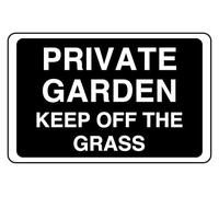 Private Garden Keep Off The Grass - safety sign - 1.2mm Rigid plastic for indoor/outdoor usage (150mm x 100mm) Viewing Distance within 3m.