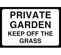 Private Garden Keep Off The Grass - safety sign - 1.2mm Rigid plastic for indoor/outdoor usage (150mm x 100mm) Viewing Distance within 3m.