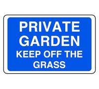 Private Garden Keep Off The Grass - safety sign - 1.2mm Rigid plastic for indoor/outdoor usage (200mm x 150mm) Viewing Distance within 5m.
