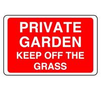 Private Garden Keep Off The Grass - safety sign - 1.2mm Rigid plastic for indoor/outdoor usage (400mm x 300mm) Viewing Distance within 14m.