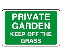 Private Garden Keep Off The Grass - safety sign - High tack self-adhesive sticker (300mm x 200mm) Viewing Distance within 7m.