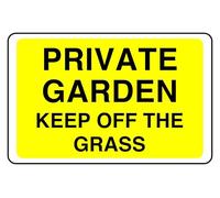 Private Garden Keep Off The Grass - safety sign - High tack self-adhesive sticker (400mm x 300mm) Viewing Distance within 14m.