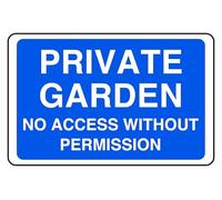Private Garden No Access Without Permission - safety sign - 1.2mm Rigid plastic for indoor/outdoor usage (200mm x 150mm) Viewing Distance within 5m.