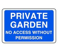Private Garden No Access Without Permission - safety sign- 3mm Aluminum Dibond for indoor/outdoor usage (300mm x 200mm) 7m Viewing Distance.