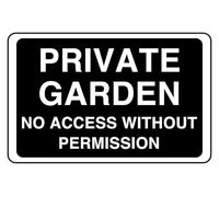 Private Garden No Access Without Permission - safety sign - 3mm Aluminum Dibond for indoor/outdoor usage (200mm x 150mm) 5m Viewing Distance.