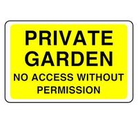 Private Garden No Access Without Permission - safety sign - High tack self-adhesive sticker (200mm x 150mm) Viewing Distance within 5m.