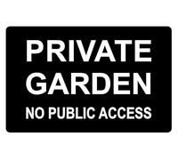 Private garden no public access safety sign - Self adhesive sticker (600mm x 400mm)