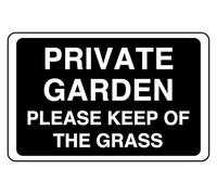 Private Garden Please Keep Of The Grass - safety sign - High tack self-adhesive sticker (600mm x 400mm) Viewing Distance within 20m.