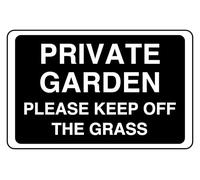 Private Garden Please Keep Off The Grass - safety sign - 1.2mm Rigid plastic for indoor/outdoor usage (600mm x 400mm) Viewing Distance within 20m.