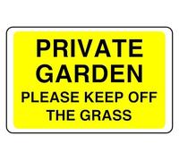 Private Garden Please Keep Off The Grass - safety sign - High tack self-adhesive sticker (150mm x 100mm) Viewing Distance within 3m.