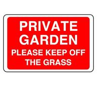 Private Garden Please Keep Off The Grass - safety sign - High tack self-adhesive sticker (150mm x 100mm) Viewing Distance within 3m.