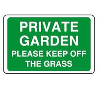 Private Garden Please Keep Off The Grass - safety sign - High tack self-adhesive sticker (150mm x 100mm) Viewing Distance within 3m.