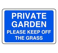Private Garden Please Keep Off The Grass - safety sign - High tack self-adhesive sticker (300mm x 200mm) Viewing Distance within 7m.