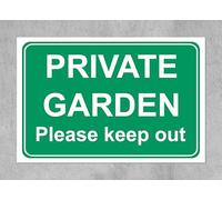 Private garden please keep out safety sign - Self adhesive sticker (300mm x 200mm)