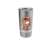 Private Investigator PI Funny Cat Detective Pun Spy Stainless Steel Insulated Tumbler