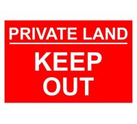 Private Land Keep Out Aluminium Composite Safety Sign 200mm x 135mm Red/White.