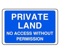 Private Land No Access Without Permission - safety sign- 3mm Aluminum Dibond for indoor/outdoor usage (300mm x 200mm) 7m Viewing Distance.