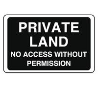 Private Land No Access Without Permission - safety sign - High tack self-adhesive sticker (150mm x 100mm) Viewing Distance within 3m.