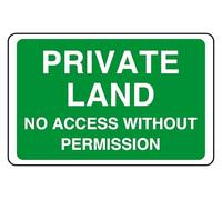 Private Land No Access Without Permission - safety sign - High tack self-adhesive sticker (150mm x 100mm) Viewing Distance within 3m.