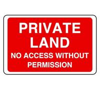Private Land No Access Without Permission - safety sign - High tack self-adhesive sticker (300mm x 200mm) Viewing Distance within 7m.