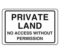 Private Land No Access Without Permission - safety sign - High tack self-adhesive sticker (400mm x 300mm) Viewing Distance within 14m.