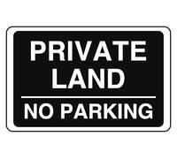 Private Land No Parking - safety sign - 1.2mm Rigid plastic for indoor/outdoor usage (400mm x 300mm) Viewing Distance within 14m.