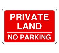 Private Land No Parking - safety sign- 3mm Aluminum Dibond for indoor/outdoor usage (600mm x 400mm) 20m Viewing Distance.