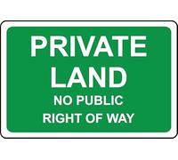 Private Land no Public Right of Way Safety Sign - 1mm Plastic Sign (600mm x 400mm)