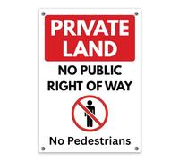 Private Land No Public Right of Way Sign, A4 (210mm x 297mm) - Holes