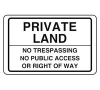 Private Land No Trespassing No Public Access Or Right Of Way - safety sign - 1.2mm Rigid plastic for indoor/outdoor usage (400mm x 300mm) Viewing Distance within 14m.