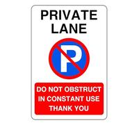 Private Lane In Constant Use Thank You - safety sign - 1.2mm Rigid plastic for indoor/outdoor usage (600mm x 400mm) Viewing Distance within 20m.
