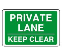 Private Lane Keep Clear - safety sign - High tack self-adhesive sticker (200mm x 150mm) Viewing Distance within 5m.