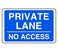 Private Lane No Access - safety sign - High tack self-adhesive sticker (400mm x 300mm) Viewing Distance within 14m.