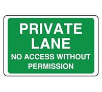 Private Lane No Access Without Permission - safety sign - High tack self-adhesive sticker (150mm x 100mm) Viewing Distance within 3m.
