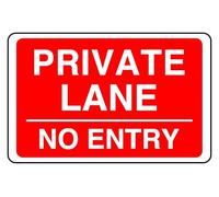 Private Lane No Entry - safety sign - High tack self-adhesive sticker (150mm x 100mm) Viewing Distance within 3m.