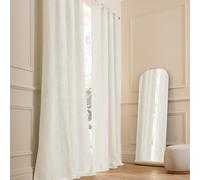 Private Lined Pre-Washed Linen Curtain with Eyelets White Foam