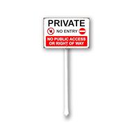 Private no entry no public access or right of way Sign, 12" x 8" Yard Sign with Stake, Easy to Mount, Lawn Sign