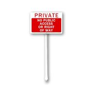 Private no public access or right of way Sign, 12" x 8" Yard Sign with Stake, Easy to Mount, Lawn Sign