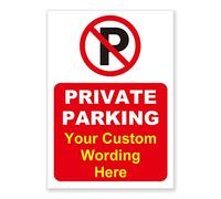Private Parking and Comes With a Personalised Custom Warning Message Sign, Tough Durable Rust-Free Weatherproof PVC Sign in Red for Indoor and Outdoor Use (A4 (297mm x 210mm))