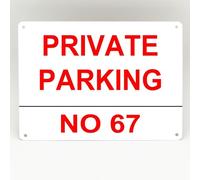 Private Parking Personalised Sign Metal Driveway Reserved Basic Simple White 8X12 Inches