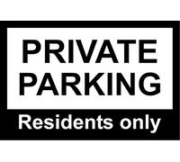 Private Parking Residents Only Aluminium Composite Sign 200mm x 135mm White / Black.