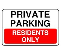 Private Parking Residents Only - safety sign - 3mm Aluminium Dibond for indoor/outdoor usage (400mm x 300mm) 14m Viewing Distance.