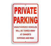 Private Parking Sign, 8x12 Aluminum No Parking Unauthorized Vehicles Will Be Towed Signs, UV Protected, Easy Install
