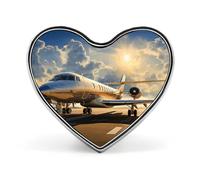 Private Plane Heart Brooch Lightweight Aluminum Alloy Lapel Pin Personalized Decoration Love Hearted Brooch Fashion Clothes Accessories Heart Pins for Women Men